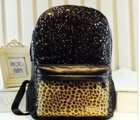 [Grdx02107]Cool Shiny Leopard Backpack Bag