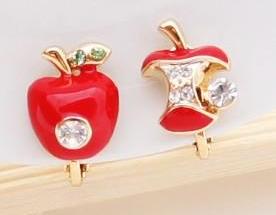 Shiny Red Apple Earrings For Two